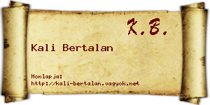 Kali Bertalan névjegykártya